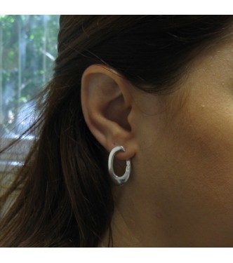 E000766 Stylish Plain Sterling Silver Earrings Genuine Solid Hallmarked 925